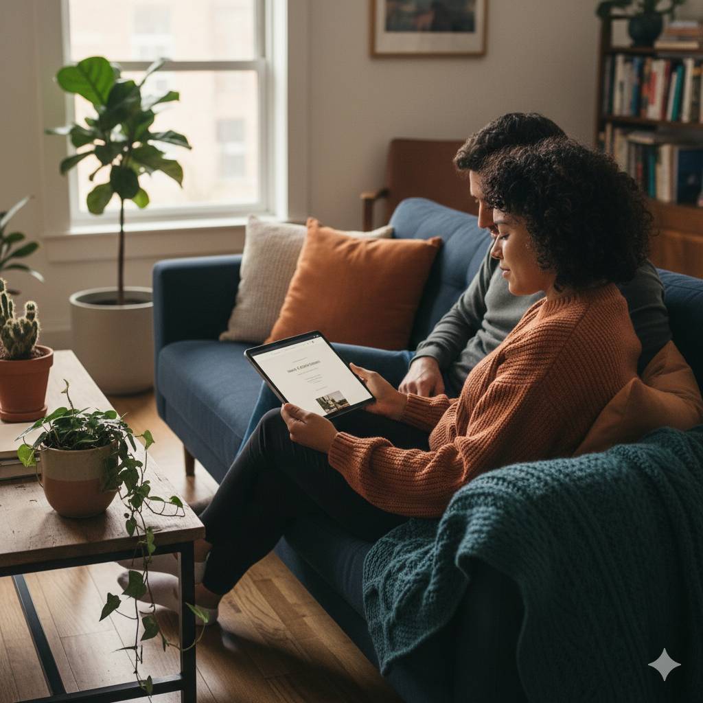 Twee mensen lezen een blog