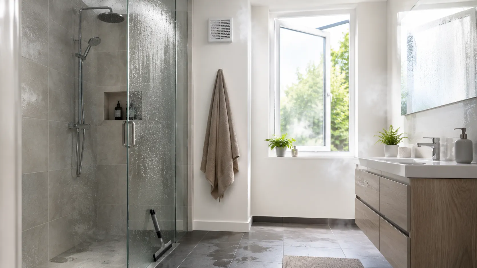 badkamer ventileren na douchen